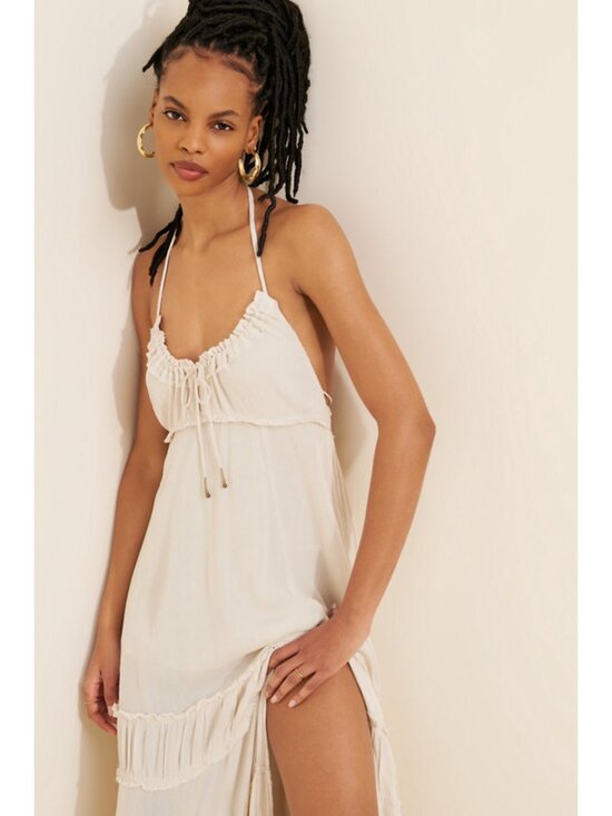 Free People Dresses & Skirts - FREE PEOPLE Burst Of Bliss Halter Maxi Dress Cream Women’s Size Medium Boho Chic